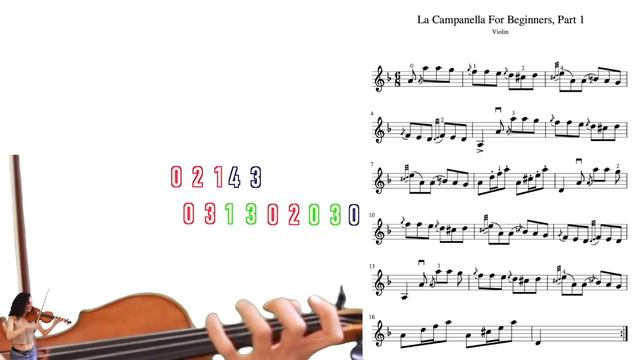 La Campanella  SLOW MOTION Violin Tutorial With Color Coded Strings  Sheet Music  Part 1