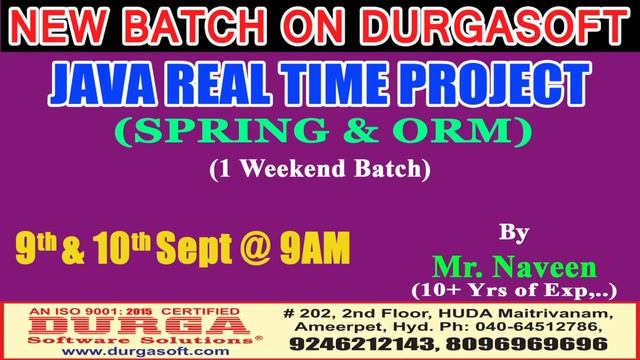 Java Real Time Project (Spring & ORM) (1 Weekend Batch) by Mr. Naveen On 9th & 10th Sept @9AM смотреть онлайн