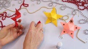 DIY 3D Звезда из бумаги / Как сделать объёмную звезду своими руками /Новогодние поделки из бумаги