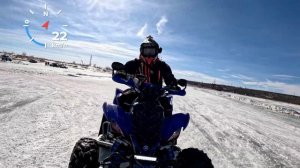 Yamaha raptor 700 yfm. Ямаха раптор 700 по льду на гусянках.