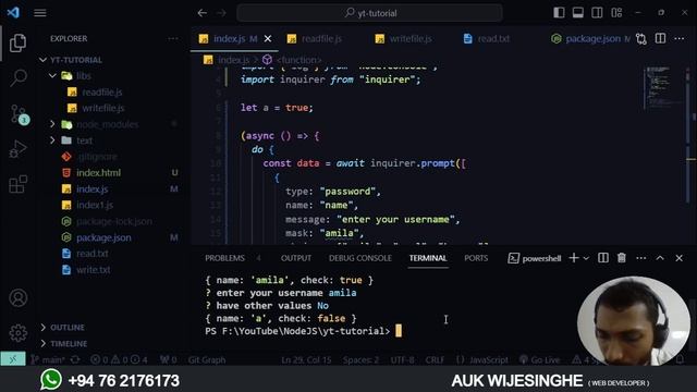 ? NODE JS | COMPLETE TUTORIAL - Part 05 | SINHALA | Inquirer Library, File Gen | AUK Learning Cente
