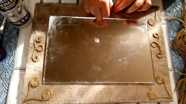 Идеи из картона и джута. Декор зеркала своими руками.  DIY Поделки.