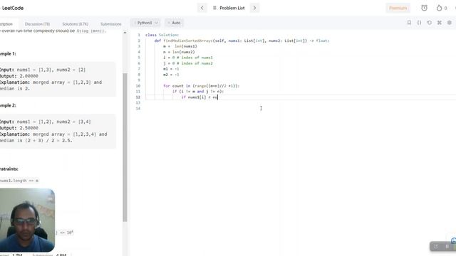 Median of two sorted arrays | Python | LeetCode