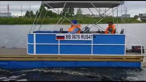 Понтонный катамаран Бриз. Катер на понтонах от Маринпласт. Pontoon catamaran from Russia