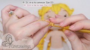 Princess Peach Amigurumi/Tutorial Part 3/5 HAIR, CROWN AND EARRINGS Sub ????/ GretaWings