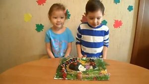 Осенняя поделка в садик ! Из природных материалов , цветной бумаги и пластилина!"Золотая осень"