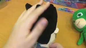 Герои в масках обзор игрушек, мягкие игрушки Алетт, Кэтбой, Гекко и Ромео