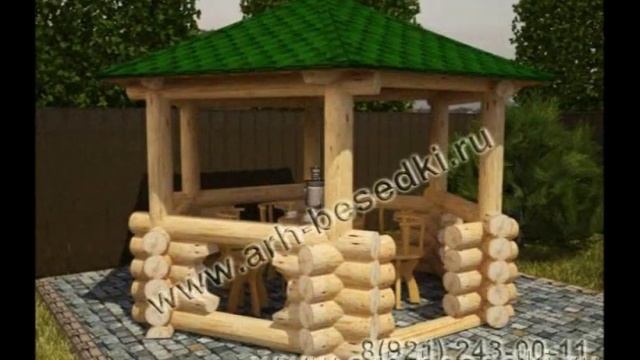 Рубленные беседки, срубы беседок из бревна фото