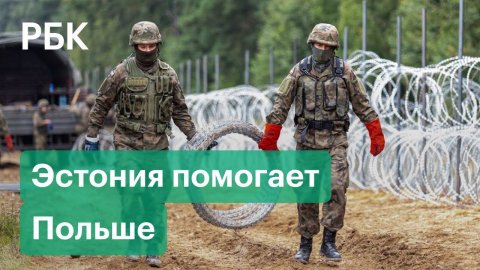 Эстонские военные устанавливают защитное ограждение на белорусско-польской границе