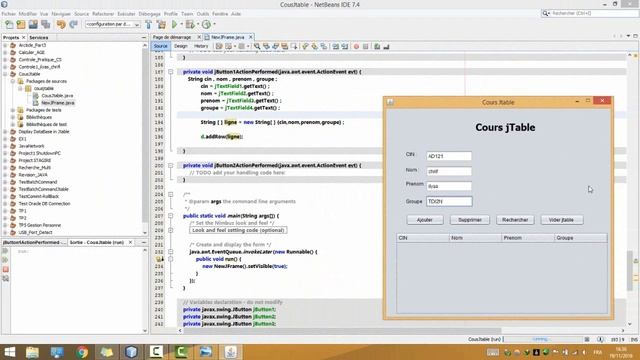 Cours Événementielle Java Netbeans jTable : (Ajouter-Supprimer-Rechercher-Vider) ISTA смотреть онлайн