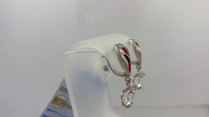 Серебряные серьги с горным хрусталем и фианитами