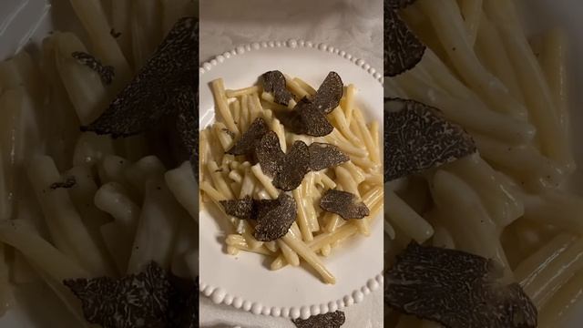 Caserecce pasta, Gorgonzola cheese and Black Truffle (tuber melanosporum)