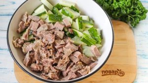 Салат из свиного языка с огурцом