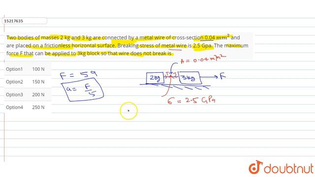 Two bodies of masses 2 kg and 3 kg are connected by a metal wire of cross-section 0.04 `mm^(2)` and смотреть онлайн