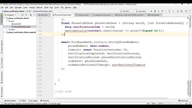 firebase otp authentication flutter vscode | Flutter Firebase user authentication using mobile