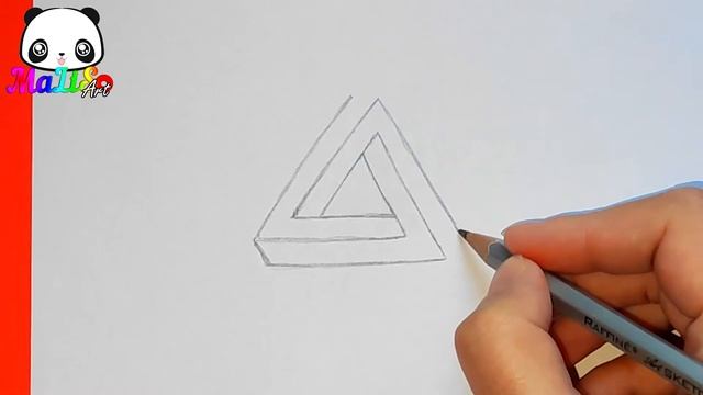 Как нарисовать НЕВОЗМОЖНЫЙ ТРЕУГОЛЬНИК | Самый простой способ Легко запомнить| 3D Оптическая иллюзи