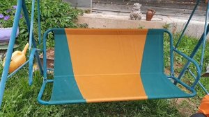 Садовые качели ( ремонт). Салфетка из джута своими руками.