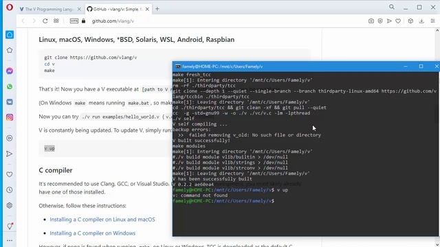 Установка языка программирования V lang смотреть онлайн