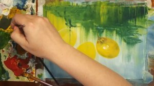Как легко нарисовать лимоны. Как нарисовать лимоны гуашью. Как нарисовать пейзаж с детьми.