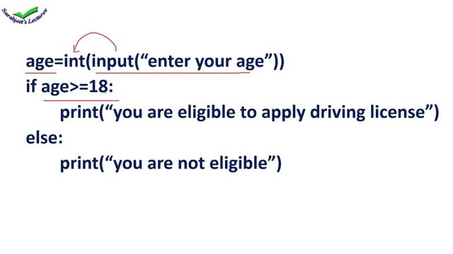 python program to check  can you apply for driving license or not using if else statement / python
