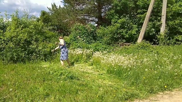 Косить траву косой очень трудно?... Работаю...??? смотреть онлайн