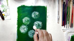 Как быстро нарисовать одуванчики/ техника рисования ватными палочками/ Акварель, акрил, гуашь.