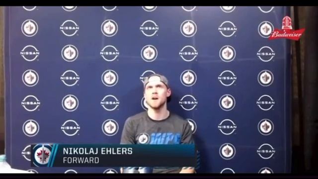 Winnipeg Jets Nikolaj Ehlers joking post-game about his first NHL OT game-winner