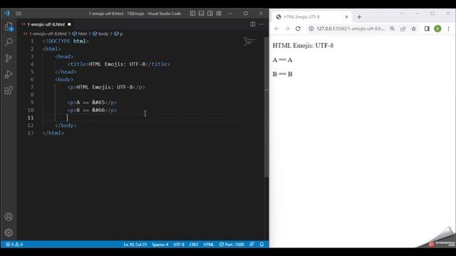 HOW TO INSERT EMOJIS INTO WEBPAGE USING HTML || HTML EMOJIS UTF-8 CHARACTERS || Lecture - 15 #html смотреть онлайн