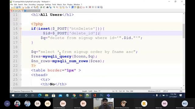 how to delete data in Database using php page | march/11/2021 ...