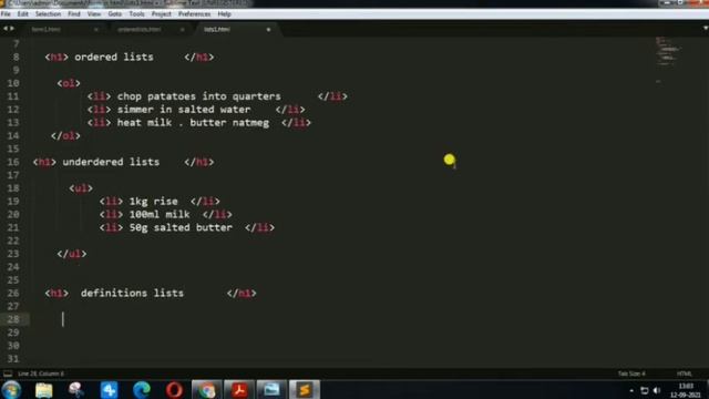 HTML Tutorial video (#3) | Ordered lists and Unordered lists |  Web Development | Lesson - 3