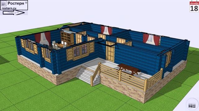 Проект дома из бруса с двумя спальными Д-155 #ростерн #дом100м2 #строительство смотреть онлайн