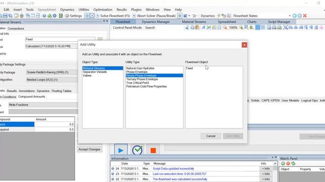 Creating a Binary Phase Envelope of a Component Mixture Using DWSIM Software