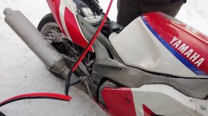 попытка запуска Yamaha FZR 1000 в минус 32 градуса