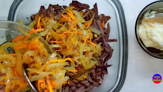 Сытный печеночный салат. Простой рецепт вкусного салата с печенью Gotovim s uverennost'yu