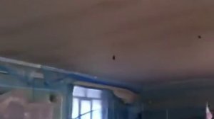Стеклохолст на потолок с помощью безвоздушника....