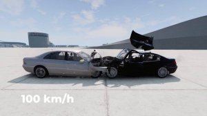 BMW E65 vs Mercedes W220! 150 km/h Crash Test (BeamNG Drive)