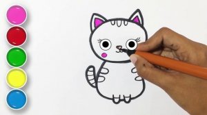 Cat Drawing and Coloring | How to Draw Cat Drawing and Coloring for kids | #53