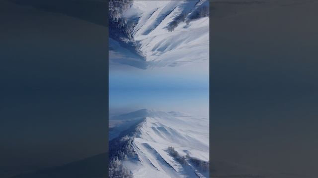 Космически красивый вид в горах Хакасии. Вид с дрона в -25°С