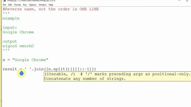 Reverse of a name in 1 line of code in python | The mini way смотреть онлайн