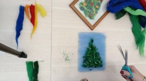 Мастер-класс "Новогодняя ёлочка" в технике шерстяная акварель