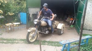 трайк из мотоцикла Урал с двигателем от Днепра . покатушки