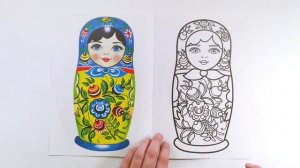 Раскраска Матрёшки. Городецкая роспись. Обзор.