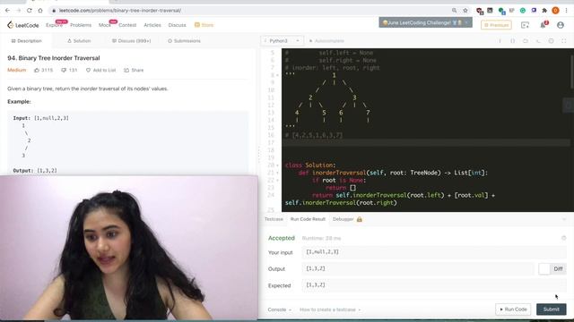 Binary Tree Inorder Traversal - LeetCode 94 - Python (Recursive and Iterative!)
