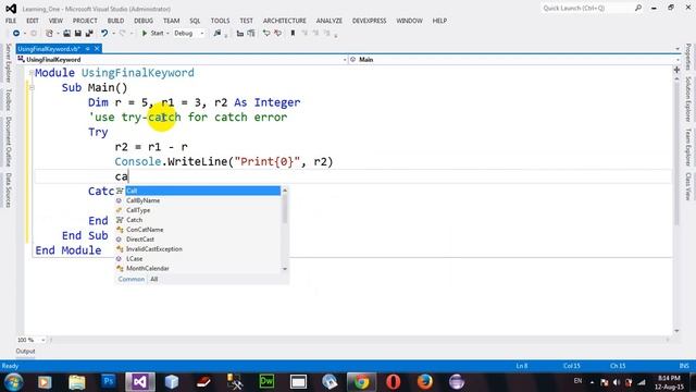 Using Keyword Finally and Multiple Exception in VB NET 2012 смотреть онлайн