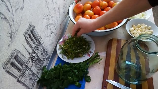 СОЛЁНЫЕ  ЗЕЛЁНЫЕ  И БУРЫЕ  ПОМИДОРЫ . ВКУСНОТАААА !