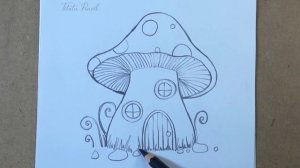 How to Draw a Mushroom House Step by Step | Pencil drawing