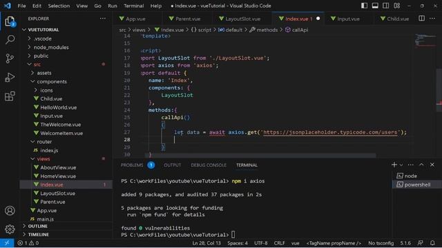 Part-20 | step by step learn vue js 3 from beginner to advance in hindi | API (axios)
