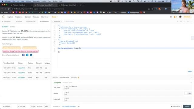 515. Find Largest Value in Each Tree Row (2023-10-24) смотреть онлайн