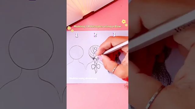 How to draw 3 Hairstyles using a Bow #Shorts #Hairstyles