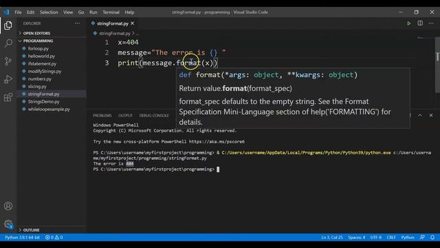 String formatting python || format function in python